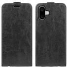 For iPhone 16 R64 Texture Single Vertical Flip Leather Phone Case(Black) - 1