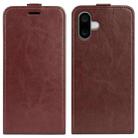 For iPhone 16 R64 Texture Single Vertical Flip Leather Phone Case(Brown) - 1