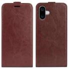 For iPhone 16 Plus R64 Texture Single Vertical Flip Leather Phone Case(Brown) - 1