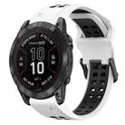 For Garmin Fenix 7X Pro 51mm 26mm Two-Color Reverse Buckle Silicone Watch Band(White+Black) - 1