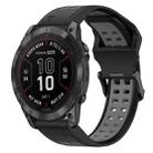 For Garmin Fenix 7X Pro 51mm 26mm Two-Color Reverse Buckle Silicone Watch Band(Black+Grey) - 1