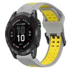 For Garmin Fenix 7X Pro 51mm 26mm Two-Color Reverse Buckle Silicone Watch Band(Grey+Yellow) - 1