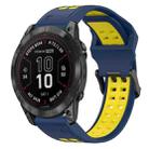 For Garmin Fenix 7X Pro 51mm 26mm Two-Color Reverse Buckle Silicone Watch Band(Blue+Yellow) - 1