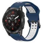 For Garmin Epix Pro 51mm 26mm Two-Color Reverse Buckle Silicone Watch Band(Blue+White) - 1