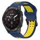 For Garmin Epix Pro 51mm 26mm Two-Color Reverse Buckle Silicone Watch Band(Blue+Yellow) - 1