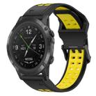 For Garmin D2 Delta PX 26mm Two-Color Reverse Buckle Silicone Watch Band(Black+Yellow) - 1