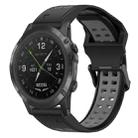 For Garmin D2 Delta PX 26mm Two-Color Reverse Buckle Silicone Watch Band(Black+Grey) - 1