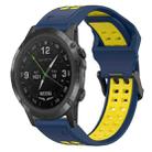 For Garmin D2 Delta PX 26mm Two-Color Reverse Buckle Silicone Watch Band(Blue+Yellow) - 1