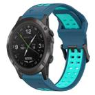 For Garmin D2 Delta PX 26mm Two-Color Reverse Buckle Silicone Watch Band(Blue+Teal) - 1