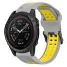 For Garmin Tactix 7 Pro 26mm Two-Color Reverse Buckle Silicone Watch Band(Grey+Yellow) - 1