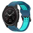 For Garmin Tactix 7 Pro 26mm Two-Color Reverse Buckle Silicone Watch Band(Blue+Teal) - 1