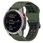 For Garmin TACTIX 7 Two Color Reverse Buckle 26mm Silicone Watch Band(Army Green+Black) - 1