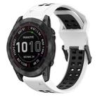 For Garmin Fenix 7X 26mm Two-Color Reverse Buckle Silicone Watch Band(White+Black) - 1