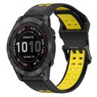 For Garmin Fenix 7X 26mm Two-Color Reverse Buckle Silicone Watch Band(Black+Yellow) - 1