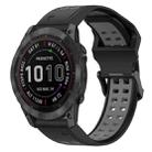 For Garmin Fenix 7X 26mm Two-Color Reverse Buckle Silicone Watch Band(Black+Grey) - 1