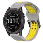 For Garmin Fenix 7X 26mm Two-Color Reverse Buckle Silicone Watch Band(Grey+Yellow) - 1