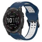 For Garmin Fenix 7X 26mm Two-Color Reverse Buckle Silicone Watch Band(Blue+White) - 1