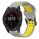 For Garmin Fenix 7X Solar 26mm Two-Color Reverse Buckle Silicone Watch Band(Grey+Yellow) - 1