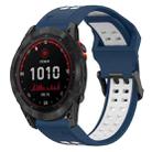 For Garmin Fenix 7X Solar 26mm Two-Color Reverse Buckle Silicone Watch Band(Blue+White) - 1