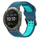 For Garmin Enduro 26mm Two-Color Reverse Buckle Silicone Watch Band(Blue+Teal) - 1