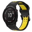 For Garmin Fenix 6X 26mm Two-Color Reverse Buckle Silicone Watch Band(Black+Yellow) - 1