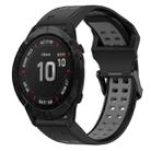 For Garmin Fenix 6X 26mm Two-Color Reverse Buckle Silicone Watch Band(Black+Grey) - 1