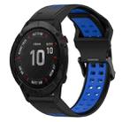 For Garmin Fenix 6X 26mm Two-Color Reverse Buckle Silicone Watch Band(Black+Blue) - 1