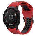 For Garmin Fenix 6X 26mm Two-Color Reverse Buckle Silicone Watch Band(Red+Black) - 1
