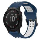 For Garmin Fenix 6X 26mm Two-Color Reverse Buckle Silicone Watch Band(Blue+White) - 1