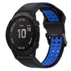 For Garmin Fenix 6X Pro 26mm Two-Color Reverse Buckle Silicone Watch Band(Black+Blue) - 1