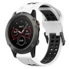 For Garmin Fenix 5X 26mm Two-Color Reverse Buckle Silicone Watch Band(White+Black) - 1