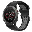 For Garmin Fenix 5X 26mm Two-Color Reverse Buckle Silicone Watch Band(Black+Grey) - 1