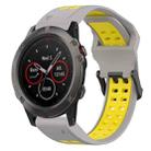 For Garmin Fenix 5X 26mm Two-Color Reverse Buckle Silicone Watch Band(Grey+Yellow) - 1