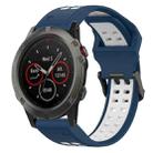 For Garmin Fenix 5X 26mm Two-Color Reverse Buckle Silicone Watch Band(Blue+White) - 1