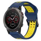 For Garmin Fenix 5X 26mm Two-Color Reverse Buckle Silicone Watch Band(Blue+Yellow) - 1