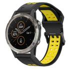 For Garmin Fenix 5X Plus 26mm Two-Color Reverse Buckle Silicone Watch Band(Black+Yellow) - 1