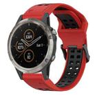 For Garmin Fenix 5X Plus 26mm Two-Color Reverse Buckle Silicone Watch Band(Red+Black) - 1