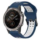 For Garmin Fenix 5X Plus 26mm Two-Color Reverse Buckle Silicone Watch Band(Blue+White) - 1