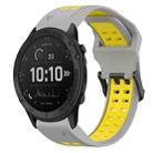 For Garmin Tactix Delta 26mm Two-Color Reverse Buckle Silicone Watch Band(Grey+Yellow) - 1