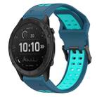 For Garmin Tactix Delta 26mm Two-Color Reverse Buckle Silicone Watch Band(Blue+Teal) - 1
