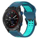 For Garmin Descent MK 2i 26mm Two-Color Reverse Buckle Silicone Watch Band(Blue+Teal) - 1