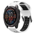 For Garmin Fenix 8 AMOLED 51mm Two Color Reverse Buckle 26mm Silicone Watch Band(White+Black) - 1