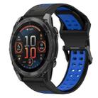 For Garmin Fenix 8 AMOLED 51mm Two Color Reverse Buckle 26mm Silicone Watch Band(Black+Blue) - 1