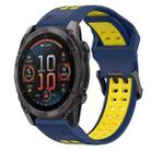 For Garmin Fenix 8 AMOLED 51mm Two Color Reverse Buckle 26mm Silicone Watch Band(Blue+Yellow) - 1