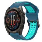 For Garmin Fenix 8 AMOLED 51mm Two Color Reverse Buckle 26mm Silicone Watch Band(Blue+Water Duck) - 1