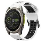 For Garmin Fenix 8 MIP 51mm Two Color Reverse Buckle 26mm Silicone Watch Band(White+Black) - 1