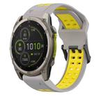 For Garmin Fenix 8 MIP 51mm Two Color Reverse Buckle 26mm Silicone Watch Band(Grey+Yellow) - 1