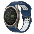 For Garmin Fenix 8 MIP 51mm Two Color Reverse Buckle 26mm Silicone Watch Band(Blue+White) - 1