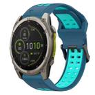 For Garmin Fenix 8 MIP 51mm Two Color Reverse Buckle 26mm Silicone Watch Band(Blue+Water Duck) - 1