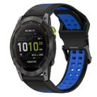 For Garmin Enduro 3 Two Color Reverse Buckle 26mm Silicone Watch Band(Black+Blue) - 1